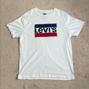 RARE Levi's White Short Sleeve Spellout Tee with Thick, Bold & Textured Logo